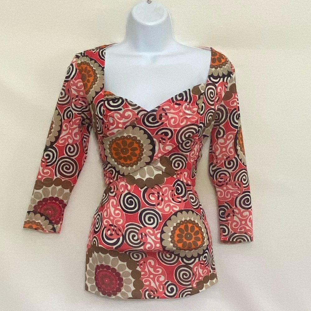 F-133 INC International Concepts Colorful 1/2 Sleeve Pullover Blouse Size S